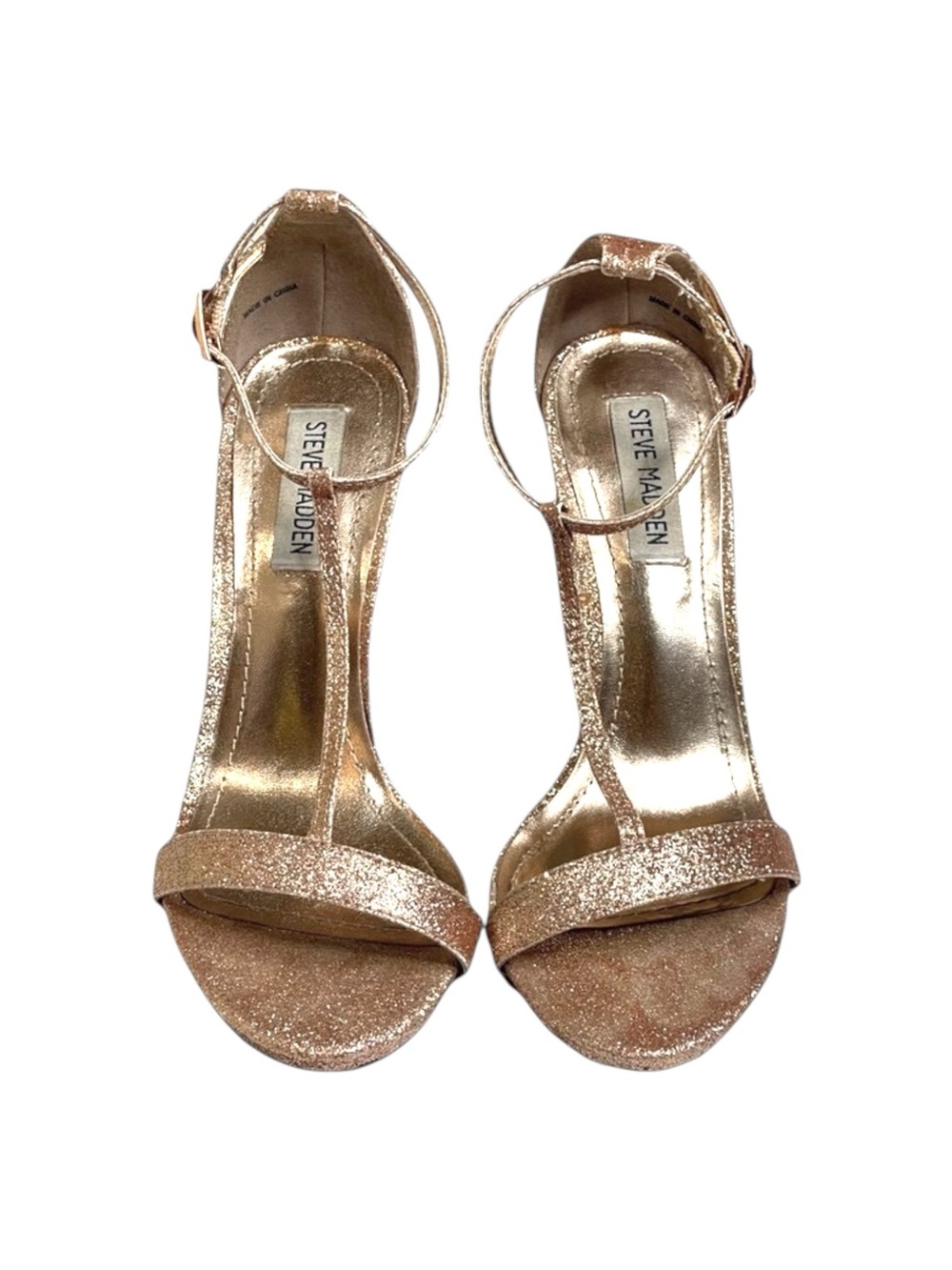 Steve Madden  Red Carpet Glittery Ankle Strap Stiletto Heel Sandals  Rose Gold - Picture 10 of 16